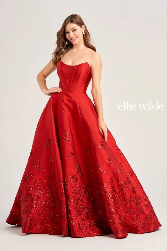 Ruffled - sleeve wedding guest dresses in light blue for a spring weddingEllie Wilde EW35073 Prom Long Pocket Ball Gown Ruffled - sleeve wedding guest dresses in light blue for a spring weddingEllie Wilde EW35073 Prom Long Pocket Ball Gown