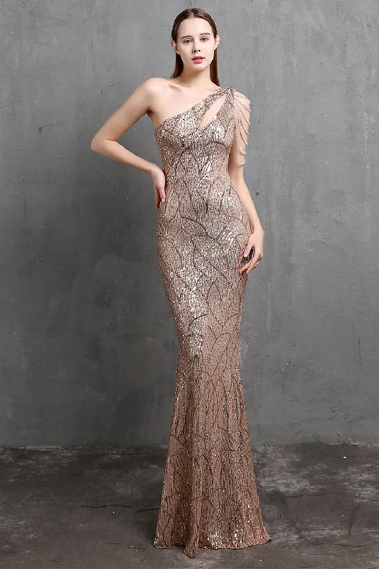 Cocktail dresses with a ruched bodice and spaghetti strapsGold Mermaid One Shoulder Sequin Prom Dresses Cocktail dresses with a ruched bodice and spaghetti strapsGold Mermaid One Shoulder Sequin Prom Dresses