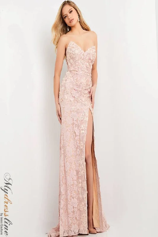 Prom dresses with side - slit skirts and beaded fringes for a glamorous appearanceJovani 06168 Prom dresses with side - slit skirts and beaded fringes for a glamorous appearanceJovani 06168