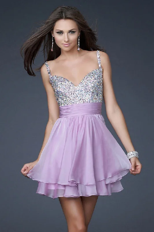 Short cocktail dresses in royal blue for a formal eventLa Femme - 16813 Bejeweled Short Chiffon Party Dress Short cocktail dresses in royal blue for a formal eventLa Femme - 16813 Bejeweled Short Chiffon Party Dress
