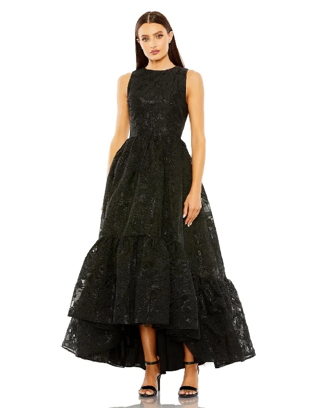 Mini cocktail dresses with a denim fabric for a casual - chic lookMac Duggal 20714 Sleeveless High Low Brocade Dress Mini cocktail dresses with a denim fabric for a casual - chic lookMac Duggal 20714 Sleeveless High Low Brocade Dress
