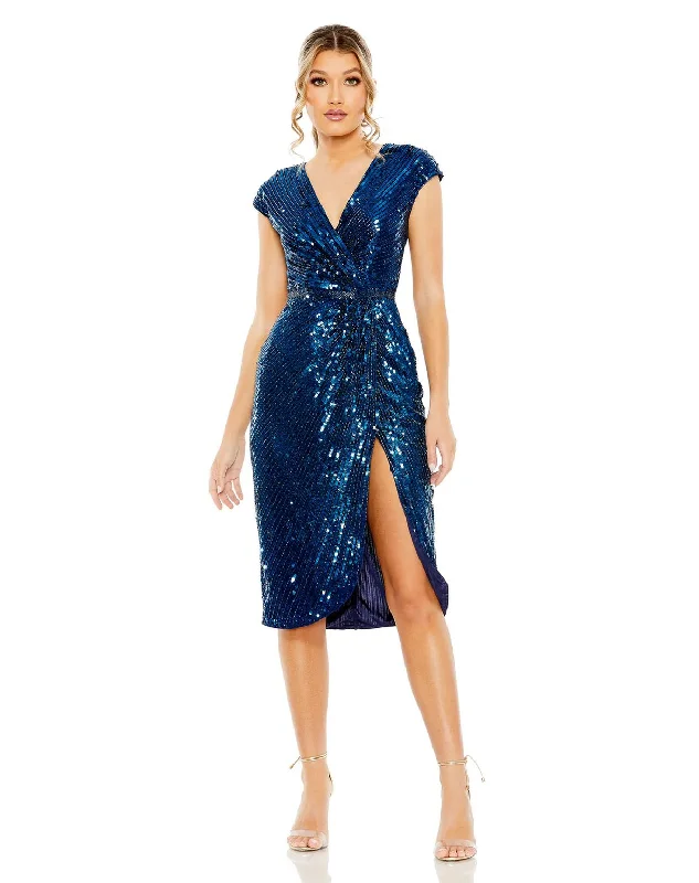 Plaid cocktail dresses with a flared skirt for a classic feelMac Duggal 5777 Short Sequin Faux Wrap Front Slit Dress Plaid cocktail dresses with a flared skirt for a classic feelMac Duggal 5777 Short Sequin Faux Wrap Front Slit Dress