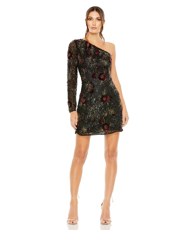 Plaid cocktail dresses with a flared skirt for a classic feelMac Duggal 5919 One Shoulder Embellished Short Dress Plaid cocktail dresses with a flared skirt for a classic feelMac Duggal 5919 One Shoulder Embellished Short Dress