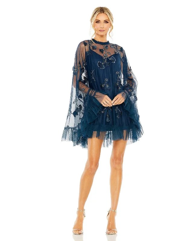 Little black cocktail dresses with lace detailingMac Duggal 9257 Embellished Long Flare Sleeve Mesh A Line Short Dress Little black cocktail dresses with lace detailingMac Duggal 9257 Embellished Long Flare Sleeve Mesh A Line Short Dress