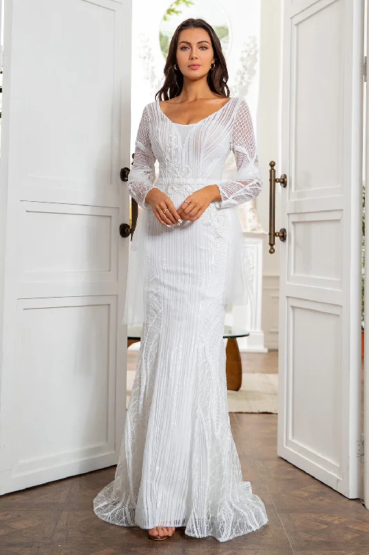 Satin - lined cocktail dresses with a lace outer layerMermaid White Mother Dress Long Sleeves Satin - lined cocktail dresses with a lace outer layerMermaid White Mother Dress Long Sleeves