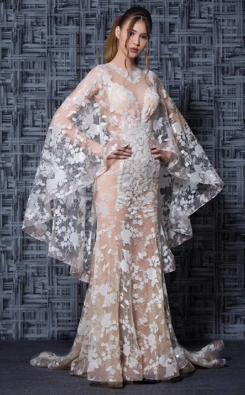 Prom dresses with lace - up side panels and ruffled bodices for a feminine and detailed lookMNM Couture - K3619 Embroidered Mermaid Dress With Cape Accent Prom dresses with lace - up side panels and ruffled bodices for a feminine and detailed lookMNM Couture - K3619 Embroidered Mermaid Dress With Cape Accent