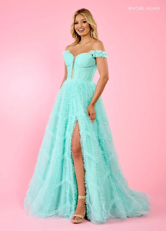 Sleeveless wedding guest dresses with ruffled hemsRachel Allan 70555 Prom Long Formal Glitter Ball Gown Sleeveless wedding guest dresses with ruffled hemsRachel Allan 70555 Prom Long Formal Glitter Ball Gown