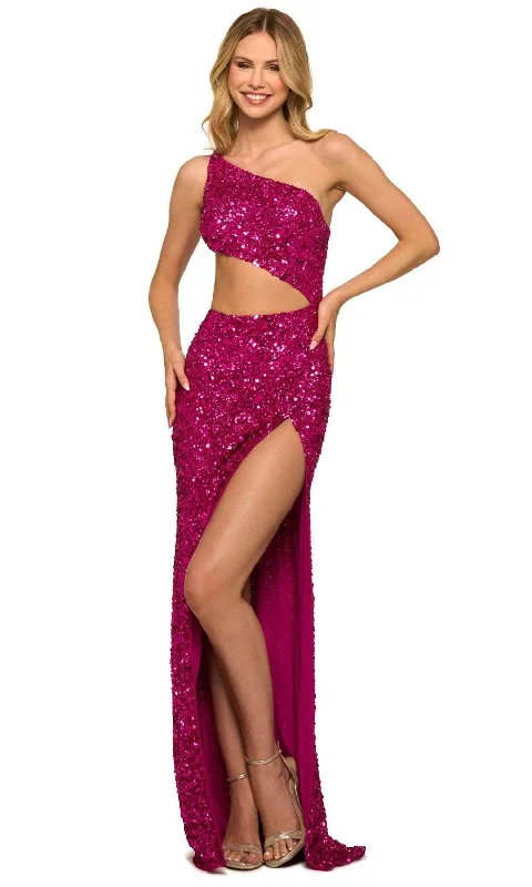 Prom dresses with one - shoulder ruffled straps and geometric patterns for a contemporary and eye - catching formal eventSherri Hill 55456 - Cutout Sequined Dress Prom dresses with one - shoulder ruffled straps and geometric patterns for a contemporary and eye - catching formal eventSherri Hill 55456 - Cutout Sequined Dress