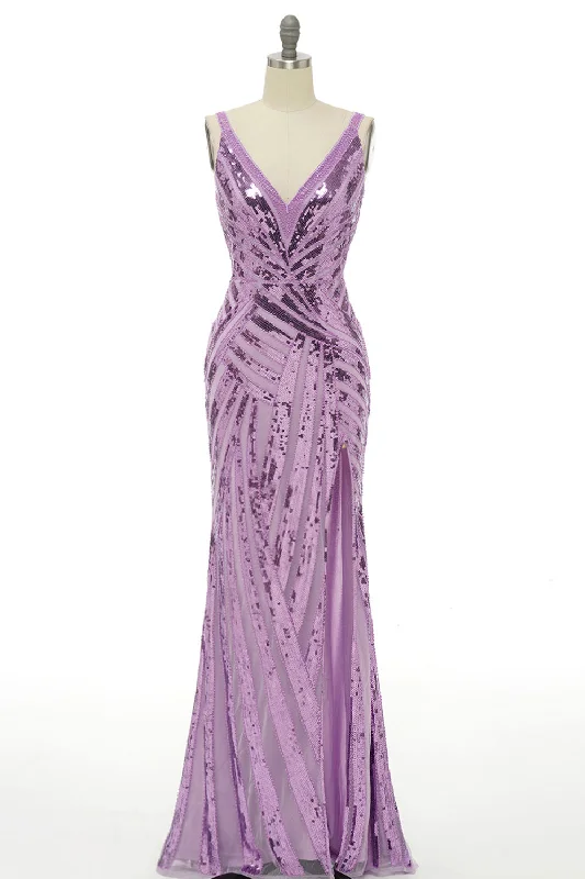 Ribbed - texture cocktail dresses with a cap - sleeve designSparkly Purple Sequins Backless Long Prom Dress Ribbed - texture cocktail dresses with a cap - sleeve designSparkly Purple Sequins Backless Long Prom Dress