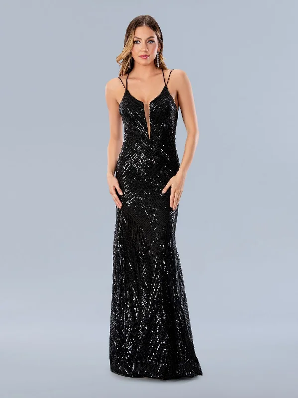 Wedding guest dresses with puff sleeves and knee - length hemsStella Couture 24211 Geometric Sequin Long Formal Prom Dress Wedding guest dresses with puff sleeves and knee - length hemsStella Couture 24211 Geometric Sequin Long Formal Prom Dress