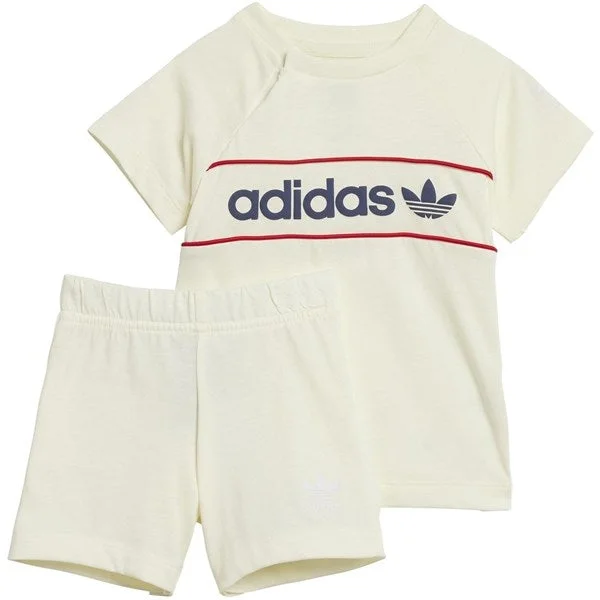 Cuffed Women Shorts for a Laid - Back and Trendy Lookadidas Originals Ivory/Night Indigo/Red Shorts Tee Set Cuffed Women Shorts for a Laid - Back and Trendy Lookadidas Originals Ivory/Night Indigo/Red Shorts Tee Set