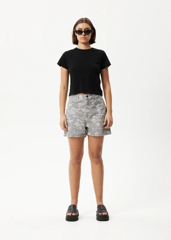 Linen Women Shorts for Breathable Comfort in Hot WeatherAFENDS Womens Cadet Seventy Threes - Organic Denim Shorts - Camo Linen Women Shorts for Breathable Comfort in Hot WeatherAFENDS Womens Cadet Seventy Threes - Organic Denim Shorts - Camo