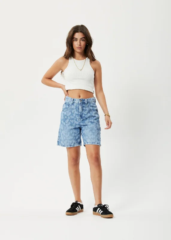 Printed Animal Print Women Shorts for a Wild and Stylish AppearanceAFENDS Womens Fink Emilie - Denim Carpenter Shorts - Worn Blue Daisy Printed Animal Print Women Shorts for a Wild and Stylish AppearanceAFENDS Womens Fink Emilie - Denim Carpenter Shorts - Worn Blue Daisy