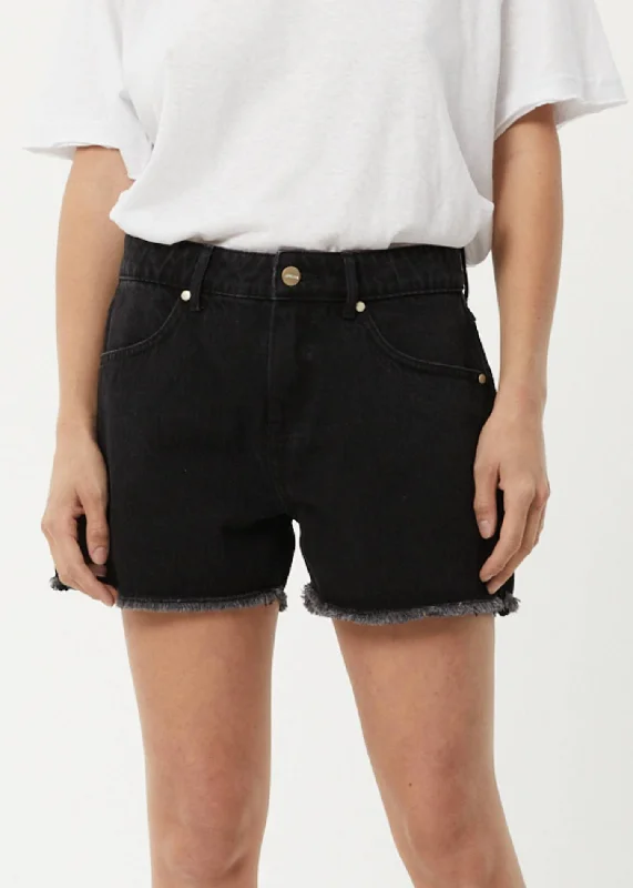 Elastic Waist Women Shorts for Easy Wear and ComfortAFENDS Womens Isabella - Denim Low Rise Shorts - Washed Black Elastic Waist Women Shorts for Easy Wear and ComfortAFENDS Womens Isabella - Denim Low Rise Shorts - Washed Black