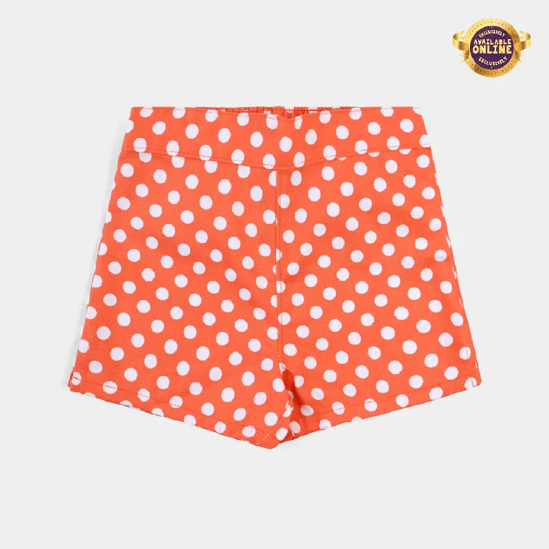 Patterned Geometric Women Shorts for a Modern AppealInfant Girls Poly Cotton Short Big Polka Dot-ORANGE Patterned Geometric Women Shorts for a Modern AppealInfant Girls Poly Cotton Short Big Polka Dot-ORANGE