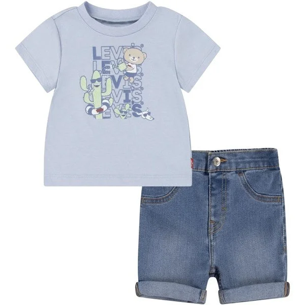 Jeanette Women Shorts with a Soft and Comfortable FeelLevi's Critter Stacked T-Shirt And Shorts Niagra Mist Jeanette Women Shorts with a Soft and Comfortable FeelLevi's Critter Stacked T-Shirt And Shorts Niagra Mist