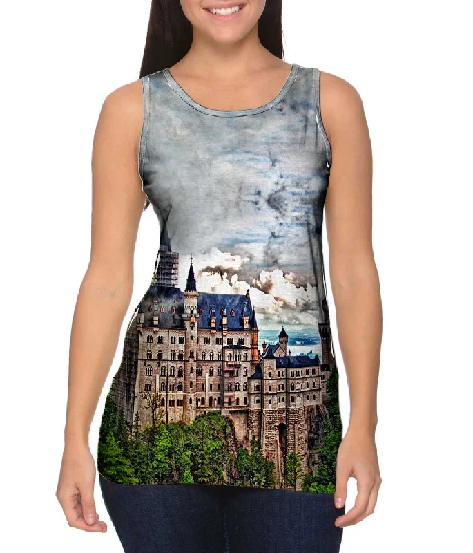 High - Neck Women's Silk Blend Tank Tops for a Luxurious FeelNeuschwanstein Castle Brown High - Neck Women's Silk Blend Tank Tops for a Luxurious FeelNeuschwanstein Castle Brown