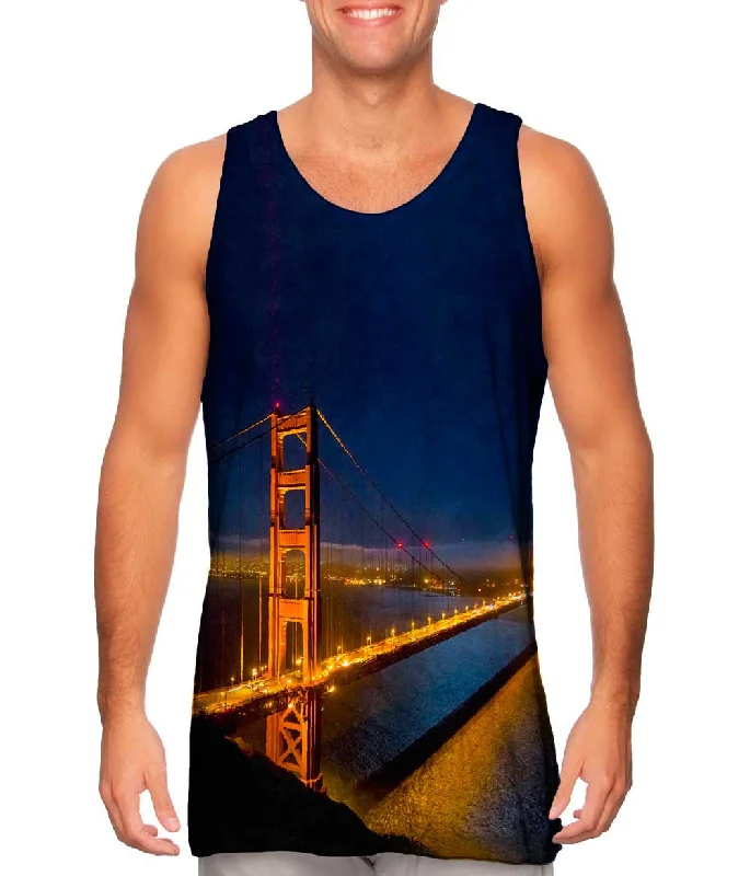 Women's Sleeveless Ribbed Tank Tops for a Trendy LookNight Golden Gate Bridge San Francisco Women's Sleeveless Ribbed Tank Tops for a Trendy LookNight Golden Gate Bridge San Francisco