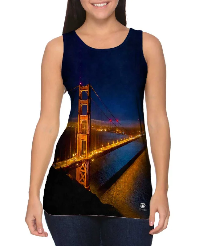 Square Neck Women's Organic Cotton Tank Tops in Earth TonesNight Golden Gate Bridge San Francisco Square Neck Women's Organic Cotton Tank Tops in Earth TonesNight Golden Gate Bridge San Francisco