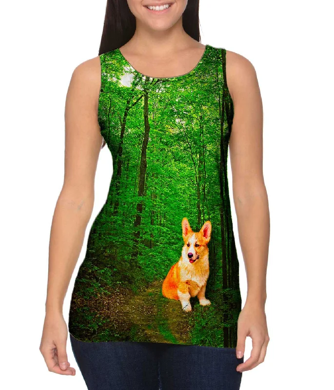 Plus Size Women's Glitter - Trimmed Tank Tops for Party NightsOrange White Yorkie Forest Plus Size Women's Glitter - Trimmed Tank Tops for Party NightsOrange White Yorkie Forest