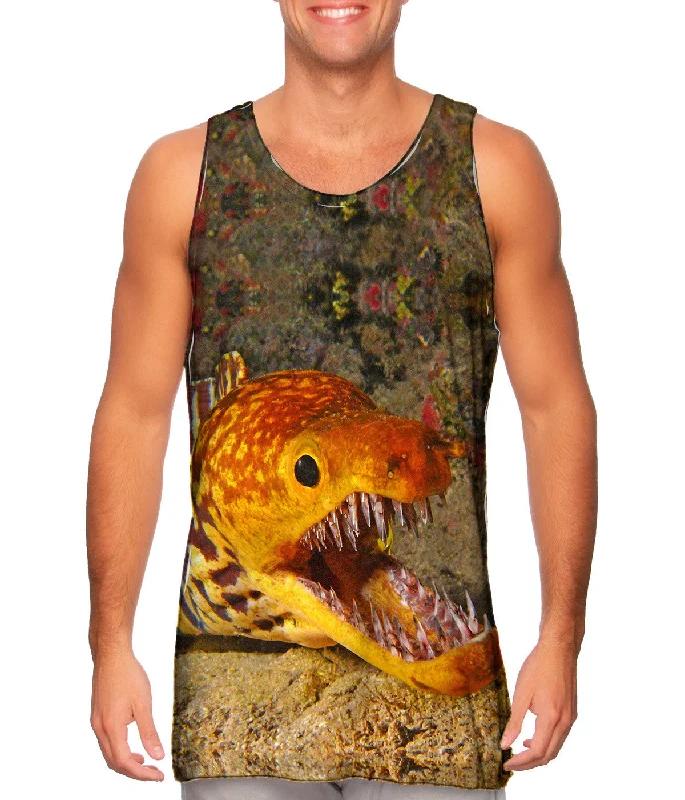 Plus Size Women's Criss - Cross Back Tank Tops in Neon ColorsPicopato Eel Sharp Teeth Underwater Plus Size Women's Criss - Cross Back Tank Tops in Neon ColorsPicopato Eel Sharp Teeth Underwater