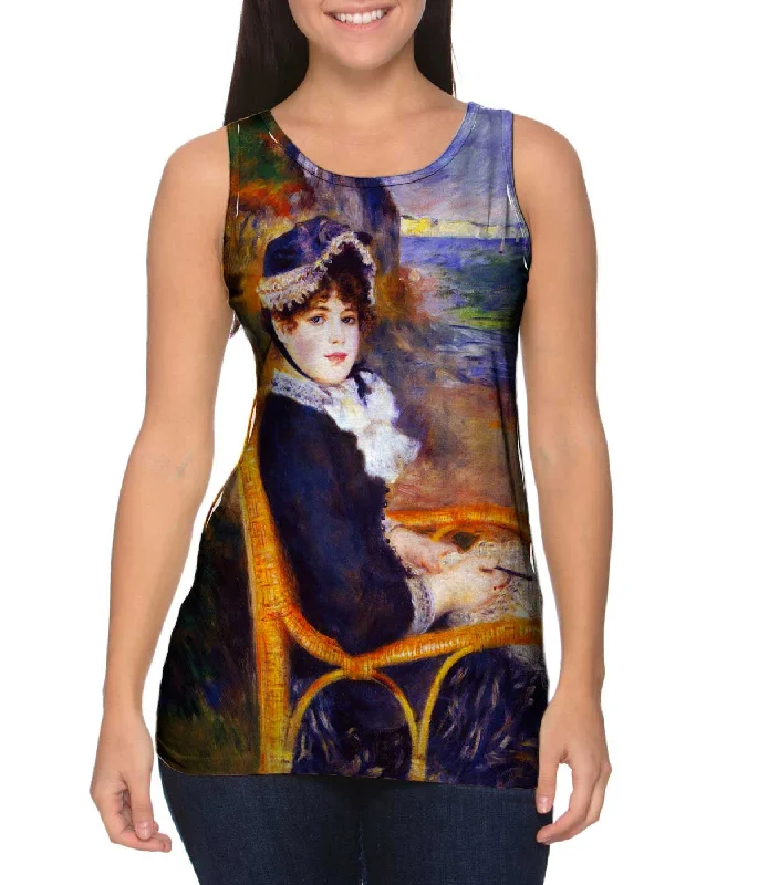 Scoop Neck Women's Linen Blend Tank Tops for SummerPierre Auguste Renoir - "By The Seashore" (1883) Scoop Neck Women's Linen Blend Tank Tops for SummerPierre Auguste Renoir - "By The Seashore" (1883)