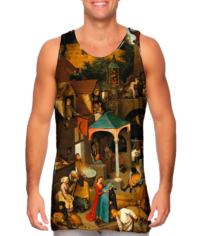 Plus Size Women's Criss - Cross Back Tank Tops in Neon ColorsPieter Bruegel The Elder - "Netherlandish Proverbs"(1559) Plus Size Women's Criss - Cross Back Tank Tops in Neon ColorsPieter Bruegel The Elder - "Netherlandish Proverbs"(1559)