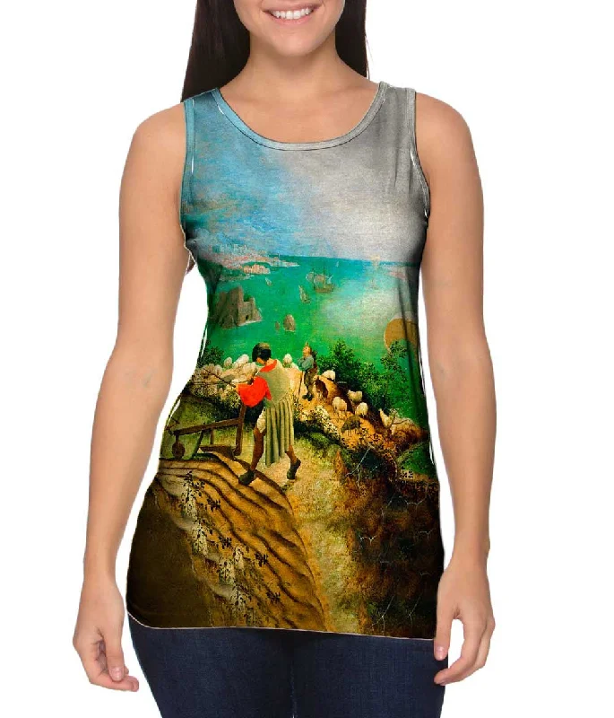 Plus Size Women's Puff - Sleeve Tank Tops in Pastel HuesPieter Bruegel - "The Fall Of Icarus" (1555) Plus Size Women's Puff - Sleeve Tank Tops in Pastel HuesPieter Bruegel - "The Fall Of Icarus" (1555)