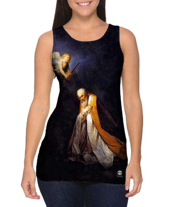 Plus Size Women's Ruffled Hem Tank Tops with Floral PrintsPieter de Grebber - "King David in Prayer" (1635) Plus Size Women's Ruffled Hem Tank Tops with Floral PrintsPieter de Grebber - "King David in Prayer" (1635)