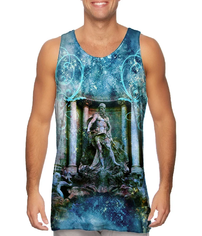 Scoop Neck Women's Linen Blend Tank Tops for SummerPietro Bacci - "Trevi Fountain/ Oceanus" Scoop Neck Women's Linen Blend Tank Tops for SummerPietro Bacci - "Trevi Fountain/ Oceanus"