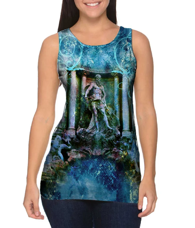 V - Neck Women's Moisture - Wicking Tank Tops for RunningPietro Bacci - "Trevi Fountain/ Oceanus" V - Neck Women's Moisture - Wicking Tank Tops for RunningPietro Bacci - "Trevi Fountain/ Oceanus"
