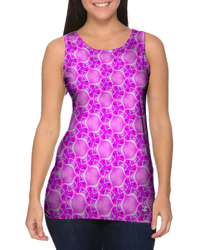 Crew Neck Women's Sustainable Tank Tops Made from Recycled MaterialsPink Palooza Patten Crew Neck Women's Sustainable Tank Tops Made from Recycled MaterialsPink Palooza Patten
