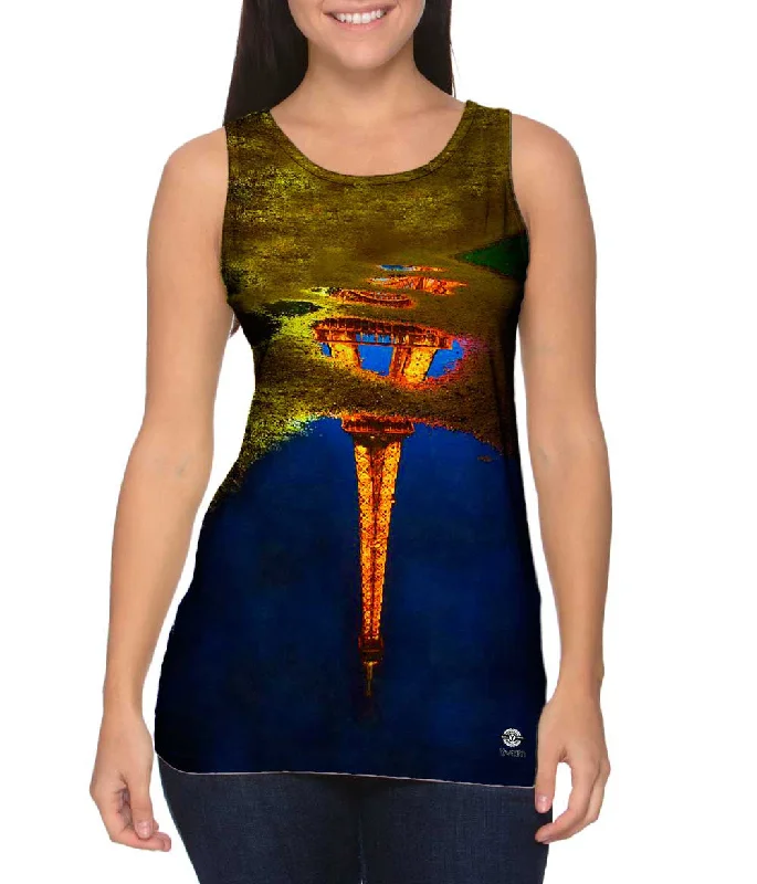 Square Neck Women's Organic Cotton Tank Tops in Earth TonesReflection Of The Eiffel Tower In A Water Puddle Square Neck Women's Organic Cotton Tank Tops in Earth TonesReflection Of The Eiffel Tower In A Water Puddle