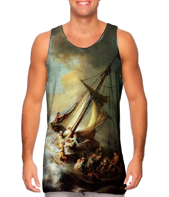 Crew Neck Women's Sustainable Tank Tops Made from Recycled MaterialsRembrandt Harmenszoon Van Rijn - "Christ On The Storm On The Sea Of Galilee" (1632) Crew Neck Women's Sustainable Tank Tops Made from Recycled MaterialsRembrandt Harmenszoon Van Rijn - "Christ On The Storm On The Sea Of Galilee" (1632)