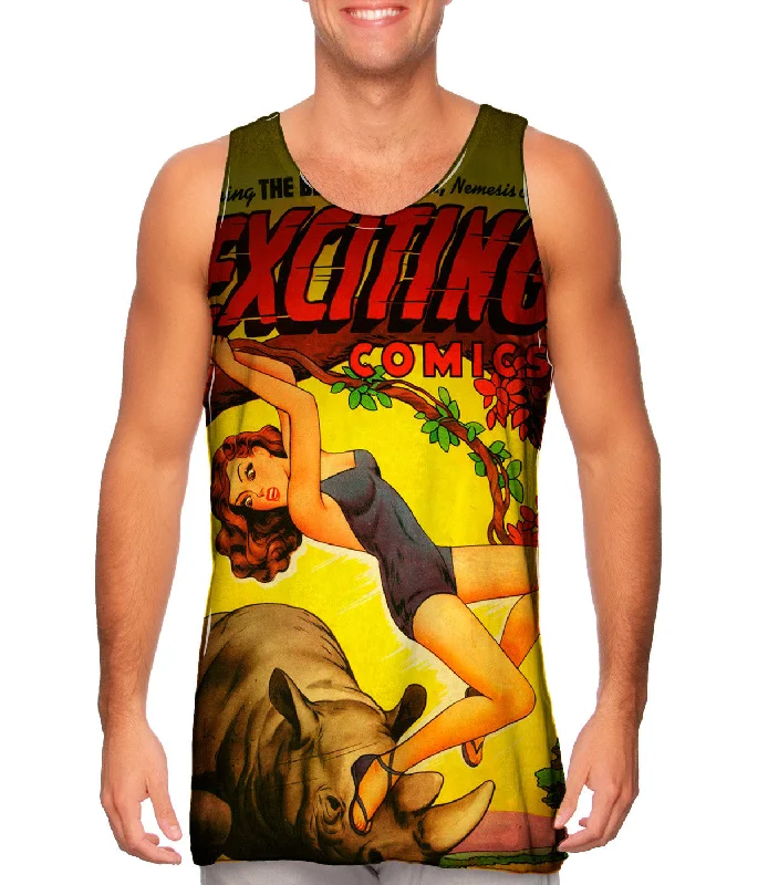 Plus Size Women's Criss - Cross Back Tank Tops in Neon ColorsRhino Attack Comic Retro Plus Size Women's Criss - Cross Back Tank Tops in Neon ColorsRhino Attack Comic Retro