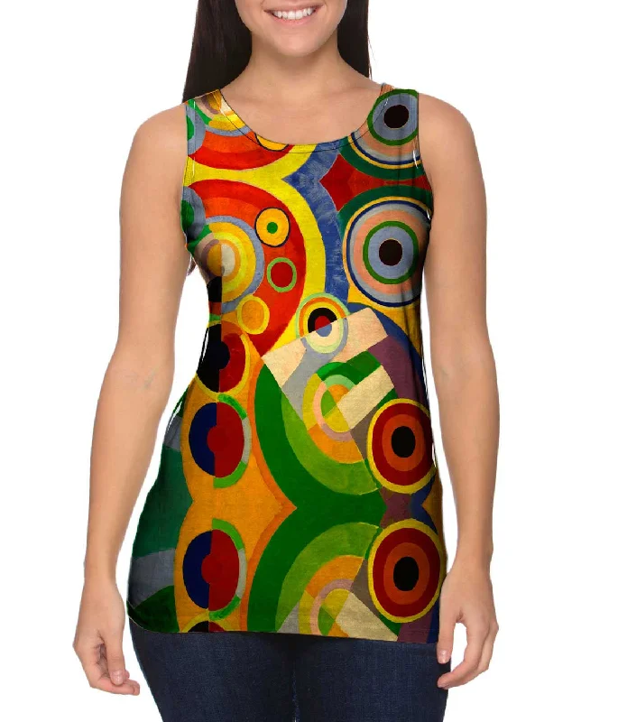 Women's Button - Down Tank Tops in Striped PatternsRobert Delaunay - "Rhythm" (1912) Women's Button - Down Tank Tops in Striped PatternsRobert Delaunay - "Rhythm" (1912)