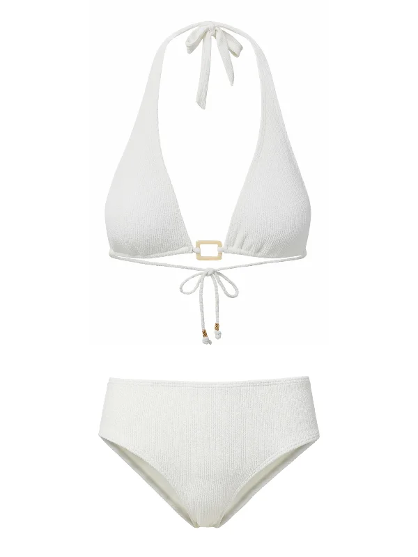 High - performance bikini with quick - drying fabric for active swimmersAllison Top + Classic Midrise Bottom in Ivory Texture High - performance bikini with quick - drying fabric for active swimmersAllison Top + Classic Midrise Bottom in Ivory Texture