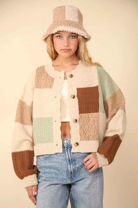 Plus - Size Bodysuits with a Comfortable and Flattering FitColor Block Button Down Textured Sweater Cardigan Plus - Size Bodysuits with a Comfortable and Flattering FitColor Block Button Down Textured Sweater Cardigan