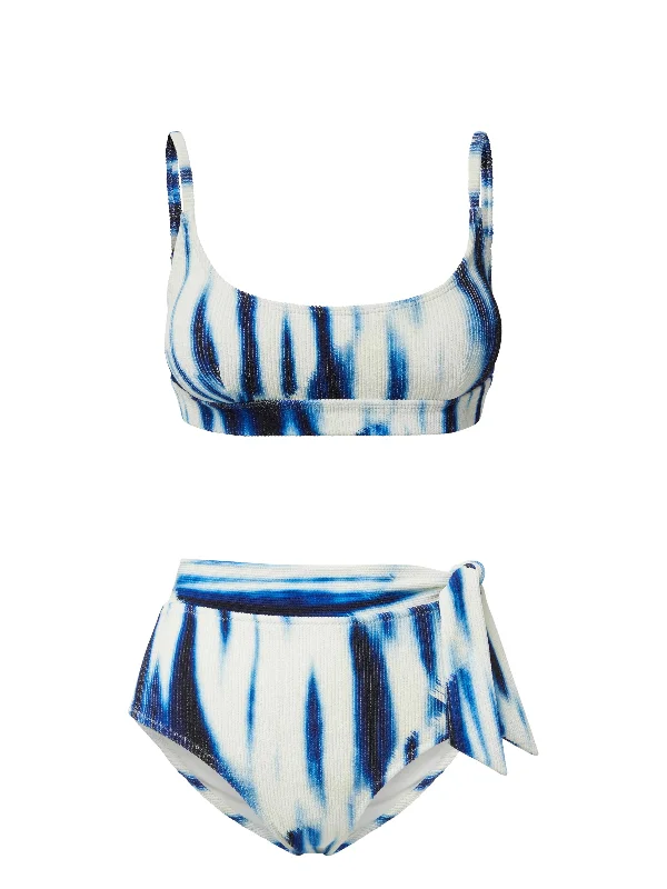 Long - line bikini top for added support and a fashionable lookErika Top + Side Tie High Waist Bottom in Elba Island Long - line bikini top for added support and a fashionable lookErika Top + Side Tie High Waist Bottom in Elba Island