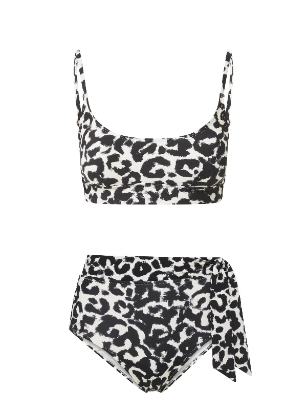 Sports bikini for high - intensity water activities like surfingErika Top + Side Tie High Waist Bottom in Mia Leopard Sports bikini for high - intensity water activities like surfingErika Top + Side Tie High Waist Bottom in Mia Leopard