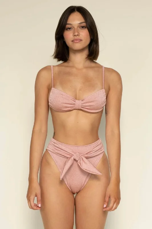 Monokini - style bikini with a unique one - piece - meets - bikini designPaula Tie Up Bikini Bottom Prima Pink Sparkle Monokini - style bikini with a unique one - piece - meets - bikini designPaula Tie Up Bikini Bottom Prima Pink Sparkle
