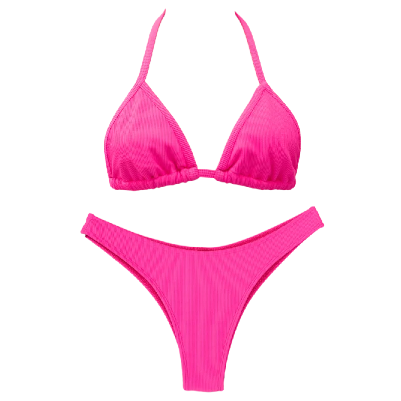 Convertible bikini that can be worn in multiple styles for versatilityRibbed Barbie Pink Minimalist Bundle Convertible bikini that can be worn in multiple styles for versatilityRibbed Barbie Pink Minimalist Bundle