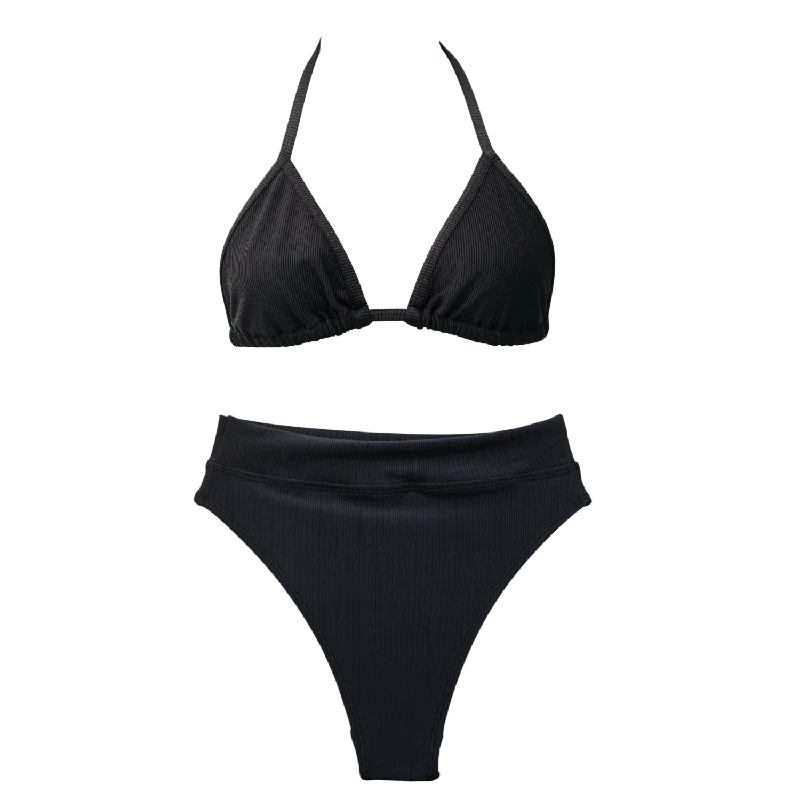 Maternity bikini for expecting mothers to enjoy the beach comfortablyRibbed Black Blake Bundle Maternity bikini for expecting mothers to enjoy the beach comfortablyRibbed Black Blake Bundle
